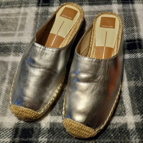 Dolce Vita | Silver Espadrille Mules Womens Size 7.5 - Picture 2 of 9